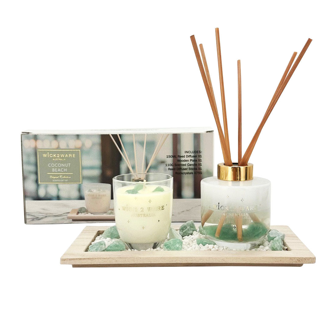 Wick 2 Ware Scented Gift Set – Candle & Diffuser | Coconut Beach Wick 2 Ware Scented Gift Set – Candle & Diffuser | Coconut Beach